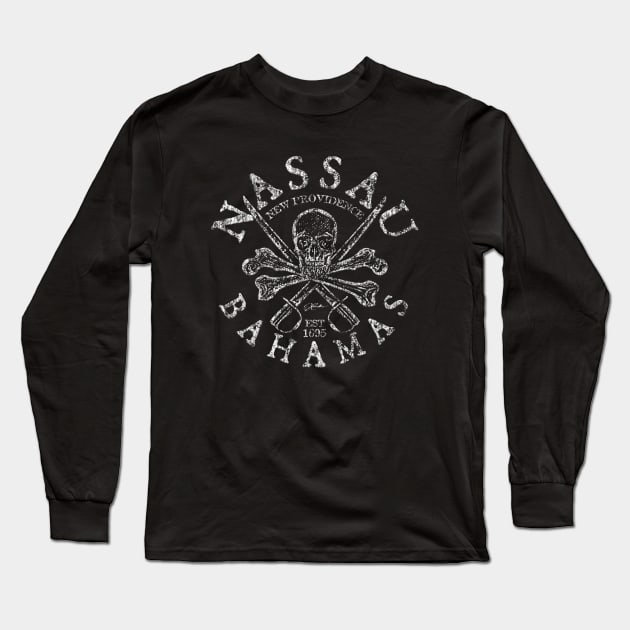 Nassau, Bahamas, Pirate Skull & Crossbones Long Sleeve T-Shirt by jcombs